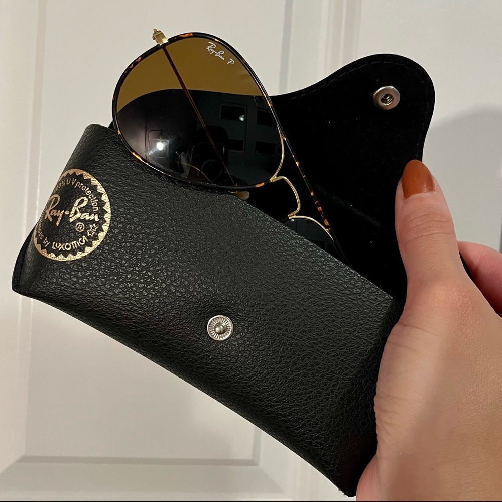 Ray-Ban Polarized Tortoise & Gold Metal Aviator Sunglasses - RB3025 Size 58-14